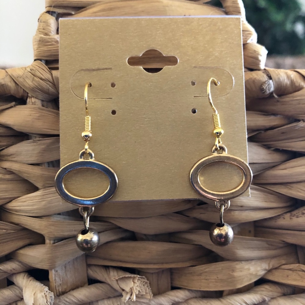 Vintage repurpose gold tone loop bead earrings